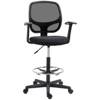 Ergonomiškas biuro kėdė, pasukama, juoda, reguliuojamas pėdų žiedas, iki 120 kg, 60x56x110-132 cm