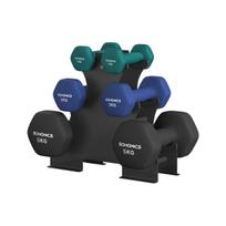 Heksagono formos svarmenų rinkinys su stoveliu 13,5x6,5x6 cm akvamarino spalvos neopreno danga