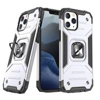 Wozinsky Ring Armor dėklas telefonui iPhone 14 Pro Max šarvuotas dangtelis magnetinis laikiklis žiedas sidabrinis