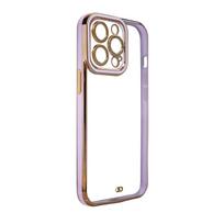 Madingas dėklas telefonui Samsung Galaxy A12 5G Auksinis rėmelis Gelinis dangtelis Violetinis