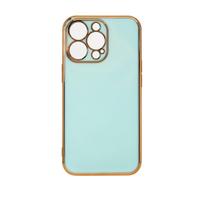 Lighting Color dėklas telefonui iPhone 12 Pro Max, gelinė apsauga su auksiniu rėmeliu, mėtų