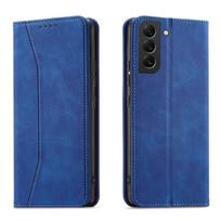 Magnet Fancy dėklas telefonui Samsung Galaxy S22+ (S22 Plus) su pinigine ir kortelių laikikliu, mėlynas
