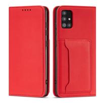 Magnetinis kortelių dėklas Samsung Galaxy A13 5G piniginė kortelių laikiklis raudonas