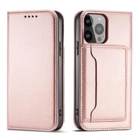 Magnetinis kortelių dėklas telefonui iPhone 13 Pro su kortelių laikikliu, rožinis