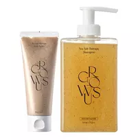 GROWUS Sea Salt Therapy Scalp Scaler + Sea Salt Shampoo – galvos odos šveitiklis ir šampūnas