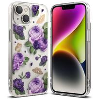 Ringke Fusion Design šarvuotas dėklas su geliniu rėmeliu iPhone 14 Plus skaidrus (Violetinė rožė) (FD637E29)