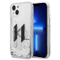 Karl Lagerfeld Liquid Glitter Big KL dėklas telefonui iPhone 14 - sidabrinis