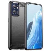Carbon dėklas telefonui Realme Narzo 50 5G lankstus silikoninis anglies dėklas juodas