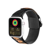 Dux Ducis dirželis (lauko versija) Apple Watch Ultra dirželis, SE, 9, 8, 7, 6, 5, 4, 3, 2, 1 (49, 45, 44, 42 mm) nailoninė apyrankė juoda ir oranžinė