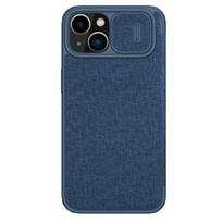 Nillkin Qin audinio dėklas iPhone 14 Plus su kameros dangteliu ir dėklu mėlynas
