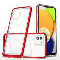 Skaidrus 3in1 dėklas Samsung Galaxy A03 silikoninis dangtelis su rėmeliu raudonas