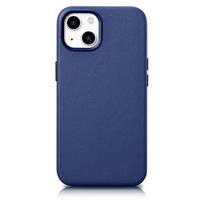 iCarer Dėklas Odinis viršelis iPhone 14 Plus natūralios odos dėklas mėlynas (suderinamas su MagSafe)