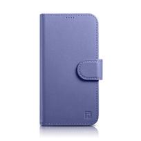 iCarer Piniginės dėklas 2in1 viršelis iPhone 14 Pro Max odinis atverčiamas viršelis Anti-RFID šviesiai violetinis (WMI14220728-LP)