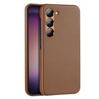 Dux Ducis Grit dėklas Samsung Galaxy S23+ eleganti dėklas iš dirbtinės odos ruda