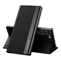 Sleep Case Pro dėklas telefonui Samsung Galaxy S23+ su atverčiamu stovu juoda