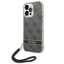 Guess GUOHCP14LH4STK iPhone 14 Pro 6.1 "juodas / juodas kietas dėklas 4G spauda Dirželis