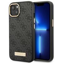 Guess GUHMP14MU4GPRK iPhone 14 Plus 6.7 "juodas / juodas kietas dėklas 4G logotipo plokštelė Magnetinis
