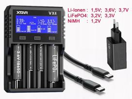 Ładowarka do akumulatorów Li-ion 1,5V/3,6/3,7V/Li-FePO4/Ni-MH XTAR VX4 - zestaw z zasilaczem