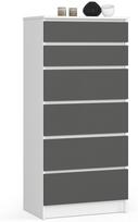 Komoda Akord K60, balta sp./pilka sp., 130 cm x 40 cm x 60 cm