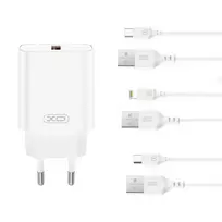 XO CE33 travel charger | 18W | QC | USB-A | with USB-A to Micro USB cable included | white