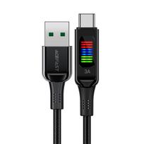 Acefast C7-04 USB-A USB-C 60W 1.2m kabelis su ekranu - juodas