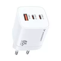 Wozinsky CGWCW 65W GaN sieninis įkroviklis USB-A / 2 x USB-C - baltas
