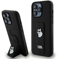Karl Lagerfeld Gripstand Saffiano Choupette Pins dėklas telefonui iPhone 13 Pro / 13 - juodas