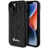Guess Sequin Script Metal dėklas telefonui iPhone 14 / 15 / 13 - juodas