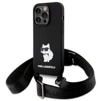 Karl Lagerfeld KLHCP15XSCBSCNK iPhone 15 Pro Max 6.7" kietas dėklas juodas/juodas Crossbody Silikoninis Choupette