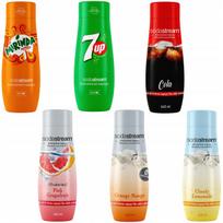 6 SodaStream koncentratų rinkinys Mirinda + 7UP + Cola + Greipfrutas + Apelsinas-Mangas + Citrinada
