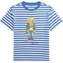 Polo Ralph Lauren Marškinėliai su dryžuotu lokio paveikslėliu Vaikams Viršutiniai drabužiai Mėlyni CWPOTSHY8020801-400 M