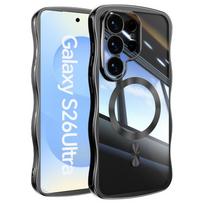 Plating Wavy Frame Magnetic Phone Case For Samsung Galaxy S26 S25 Ultra S24 Plus Electroplated Silicone Clear Back Soft Cover For Samsung S26 juoda