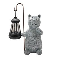 Lauko sodo katės figūrėlė su saulės žibintu IP44 atsparus vandeniui UV atsparus automatiškai įjungiamas / išjungiamas gyvūno katės statula LED lempos kiemo meno dekoras A