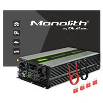 Qoltec įtampos keitiklis Monolith | 3000W | 6000W | 24V į 230V | Gryna sinusinė banga | LCD