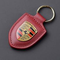 Odinis skydo emblema Automobilio raktų pakabukas Metalinis prabangus raktų pakabukas Porsche Cayenne Panamera Macan 911 718 Taycan Boxster Cayman 918 vyno raudonos spalvos