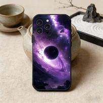 Kosmosas Galaktikos VisatosTelefono dėklas iPhone 16,15,14,13,12,17,Pro Max,Plus Silikoninis Juodas Dėklas iPhone15pro