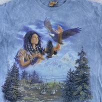 Vintažinis indėnų moters plikasis erelis The Mountain Dažyta t-shirt Dydis L 90-tieji S