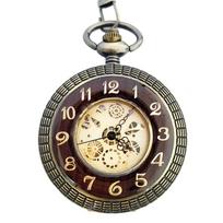 Large Flip Mechanical Pocket Watch Roman Engraved Skeleton Classic Mechanical Pocket Watch