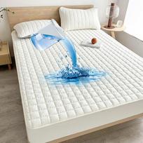 Vandeniui atsparus dygsniuotas inkontinencinis čiužinio apsaugas - Neslystantis, sutirštintas paklodės užvalkalas su gumomis 90x200cm Single Fitted Sheet pieno baltumo spalva