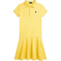 Polo Ralph Lauren Dress Ss23 Solid Logo Embroidery Midi Short Sleeve Kids dresses Yellow 313826496-006 L