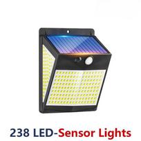 2000LM 238 LED lauko saulės jutimo saulės lempa, 3 režimų judesio jutiklis, vandeniui atsparus gatvės sieninis šviestuvas, skirtas sodo kiemo balkono kiemui 1500LM
