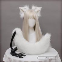 Pliušinių lapės ausų ir uodegos rinkinys, lankstus su metaliniu karkasu, 10 spalvų variantų anime cosplay, Lolita galvos apdangalas, Helovino rekvizitas