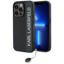 Karl Lagerfeld Saffiano su kristalais ir žavesio dėklas telefonui iPhone 15 Pro Max - juodas