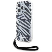Karl Lagerfeld IML Zebra rašto ir virvelės dėklas telefonui iPhone 15 Pro Max - juodas