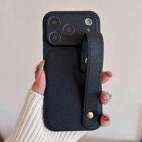 Wristband Leather Skin Hybrid Phone Case For iPhone 17 Pro Max iPhone 16 15 14 13 Pro Max with Hand Strap PC+PU Matte Anti-skid Hard Cover For iPhone 17 juoda