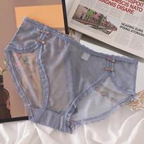 Plus Size Retro Lace High-Cut Mid-Waist Panties for Women L: 98-118 lbs