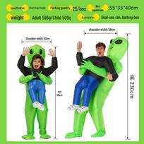 Pripučiamas kostiumas ateivio vaikams ir suaugusiems - Juokingas persirengimas Helovinui ir Velykoms Child (Height 120cm-150cm) black