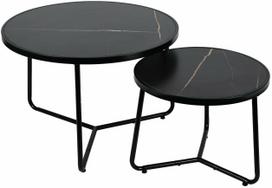 Kavos staliukų komplektas Lars, juoda sp., 50 - 70 cm x 70 cm x 39 - 47 cm, 2 vnt.