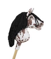 Hobby Horse Premium Small Stick Horse - White and Brown Tarantula with Black Mane A4