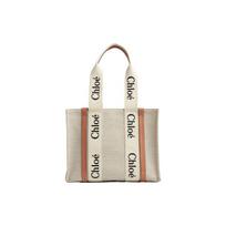 Chloe Woody logotipas Spausdinta juostelė Lygios odos rankinė Moteriškos rankinės CHC21AS383F71883 Basic Set (Bag+Dust Bag)